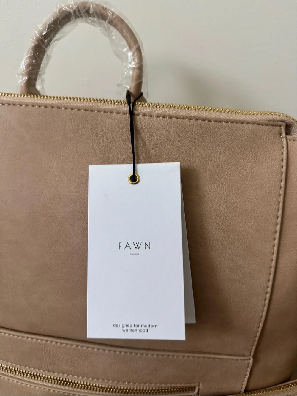 Fawn + Nordstrom Beige Square Diaper Bag